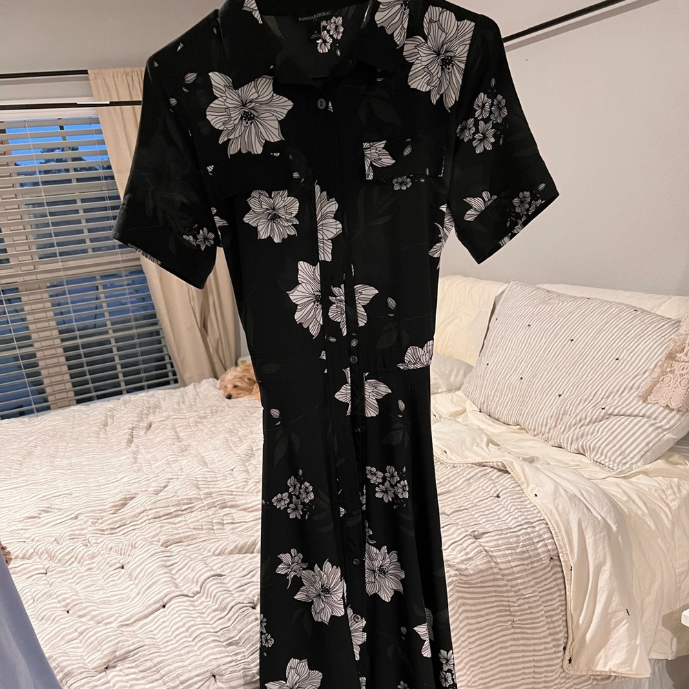Maxi black and white floral dress